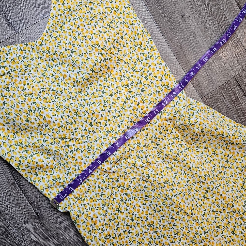 Vintage Yellow Sundress Size 10P Retro Pin-Up Cottage Rose Floral Ditsy Skater - Picture 7 of 9